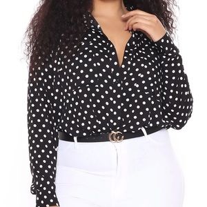 FASHIONNOVA Women’s Polka Dot Shirt Blouse | Size 1X